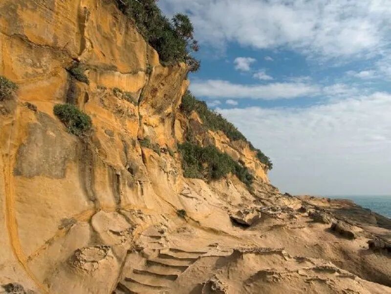 Descent path to wave-cut platform