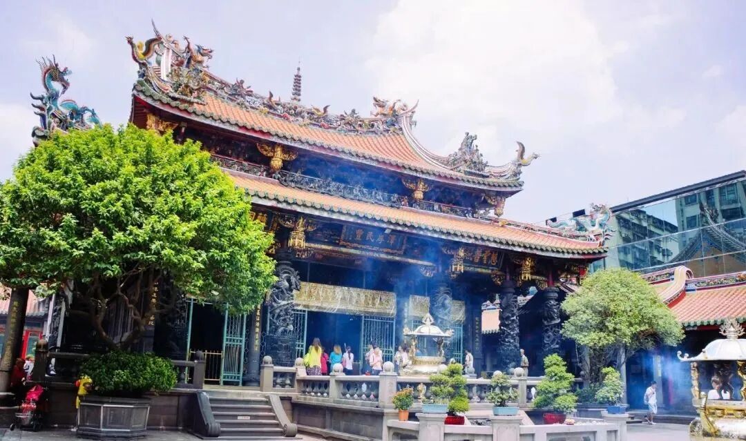 Longshan Temple in Taipei, an ancient temple with intricate carvings and traditional architecture
