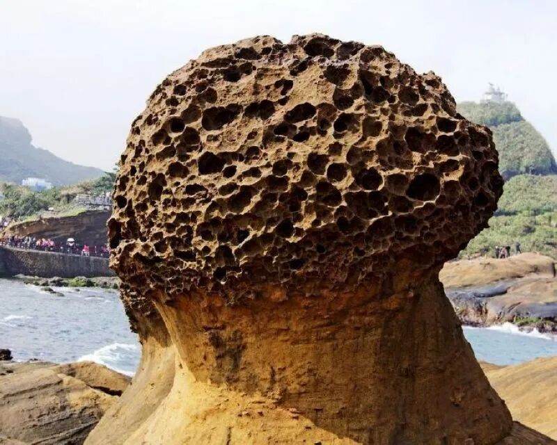 Thick-necked mushroom rock formation
