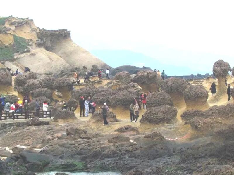 Mushroom rocks in various stages of formation