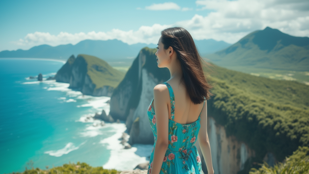 Beautiful blue ocean and sandy beach in Kenting